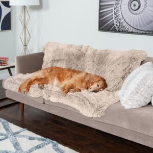 Waterproof Pet blanket for couch Calming Plush Long Faux Fur & Velvet Dog Blanket